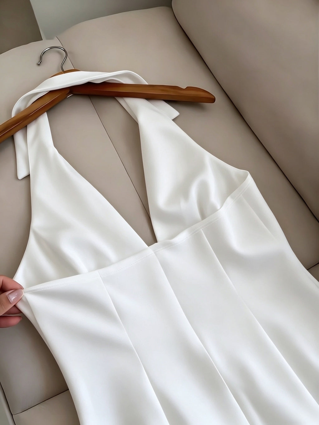 Y2K Deep V-Neck Halter Dress
