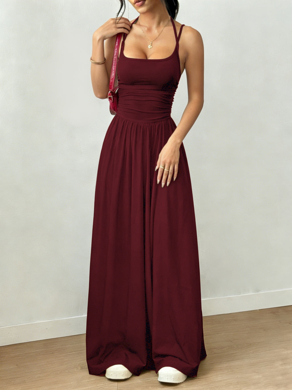 Women's Summer Fashion Tight Halter Neck Strap Long Dress