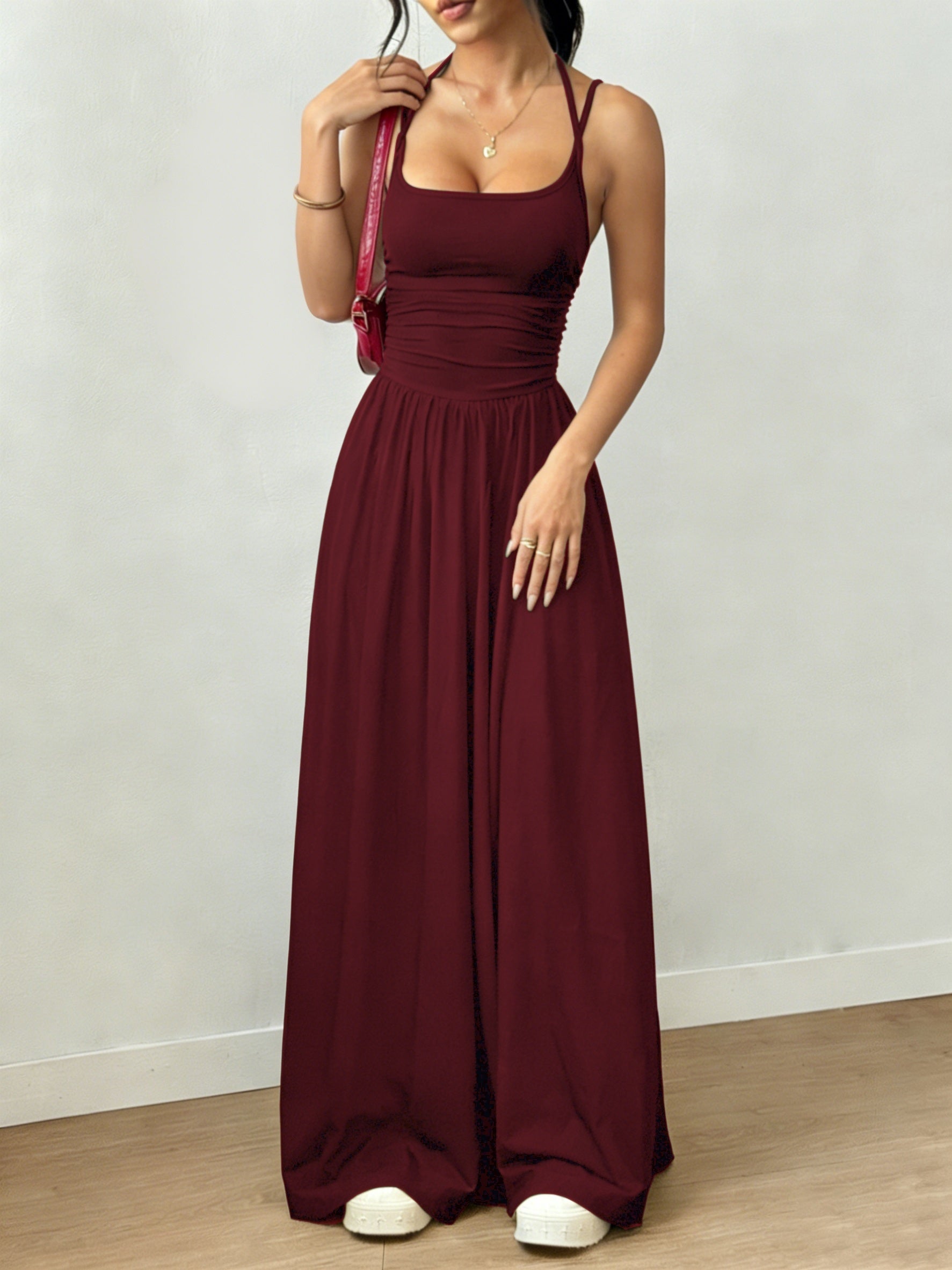 Women's Summer Fashion Tight Halter Neck Strap Long Dress