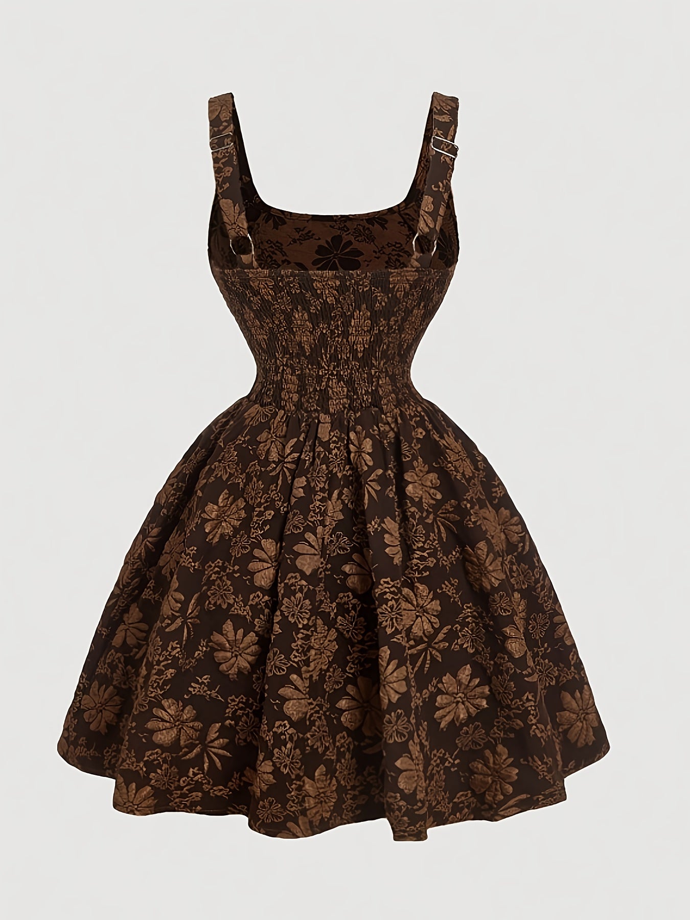 Women's Vintage Floral Square Neck Slim Dress
