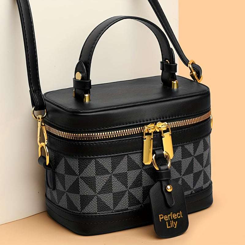 Women's Geometric Colour Block Retro Crossbody Square Bag