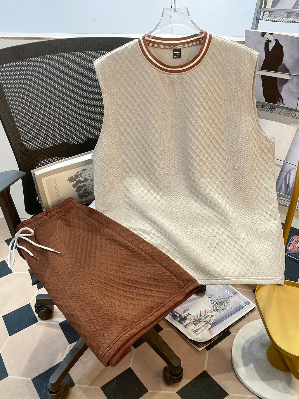 Contrast Colour Sleeveless Top & Shorts Set