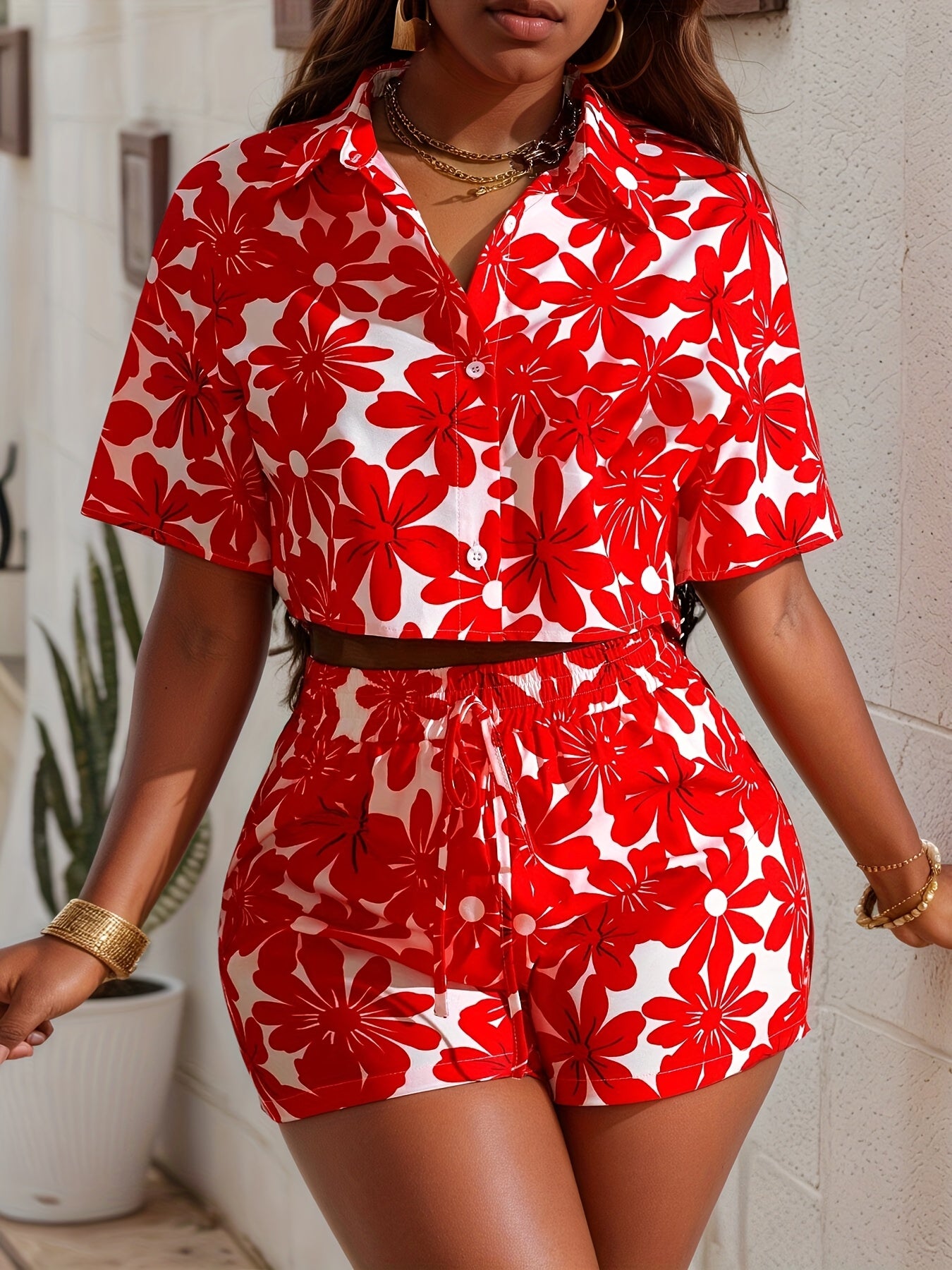 Printed Shirt & Shorts Set