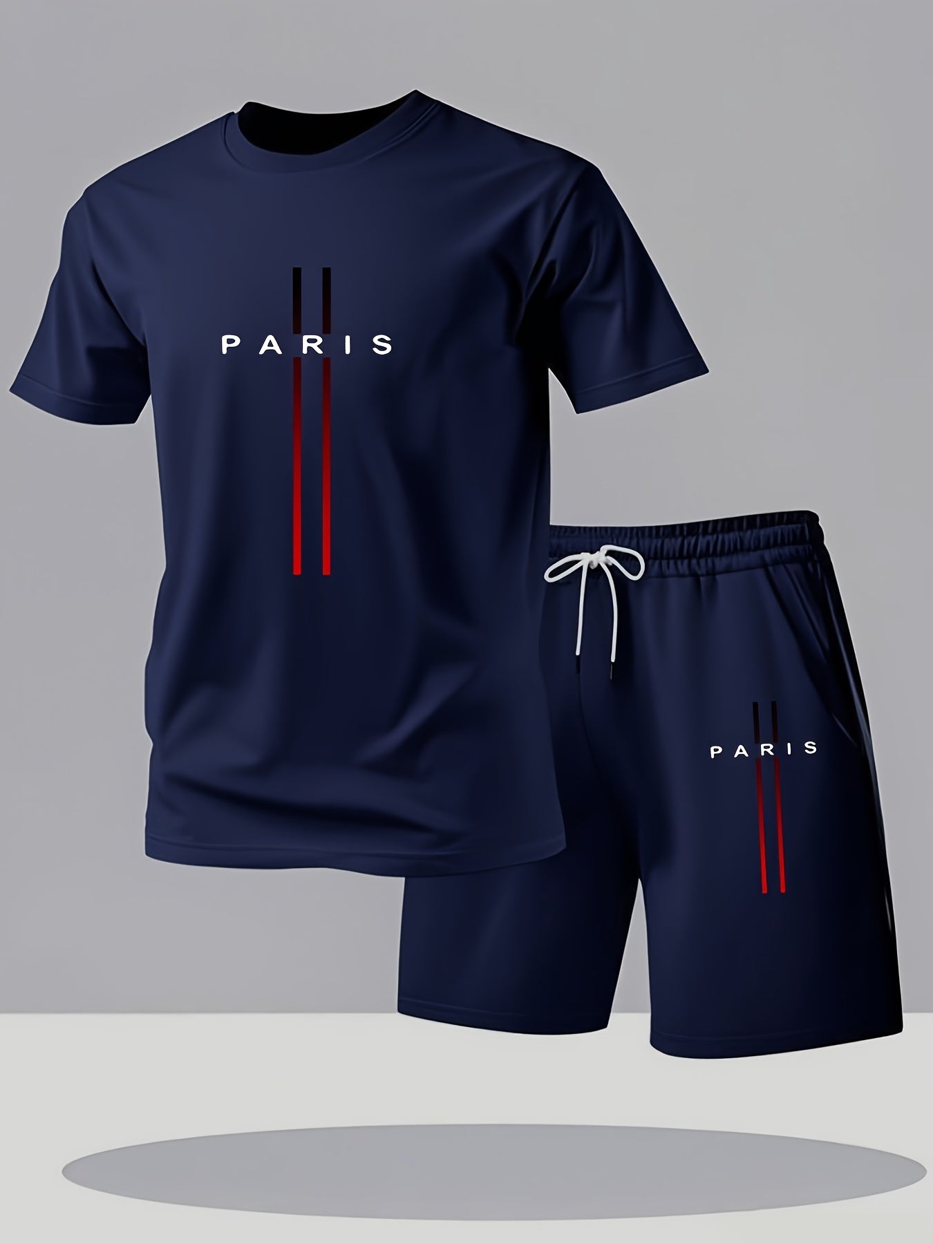 Men's Paris Print T-Shirt & Shorts Set
