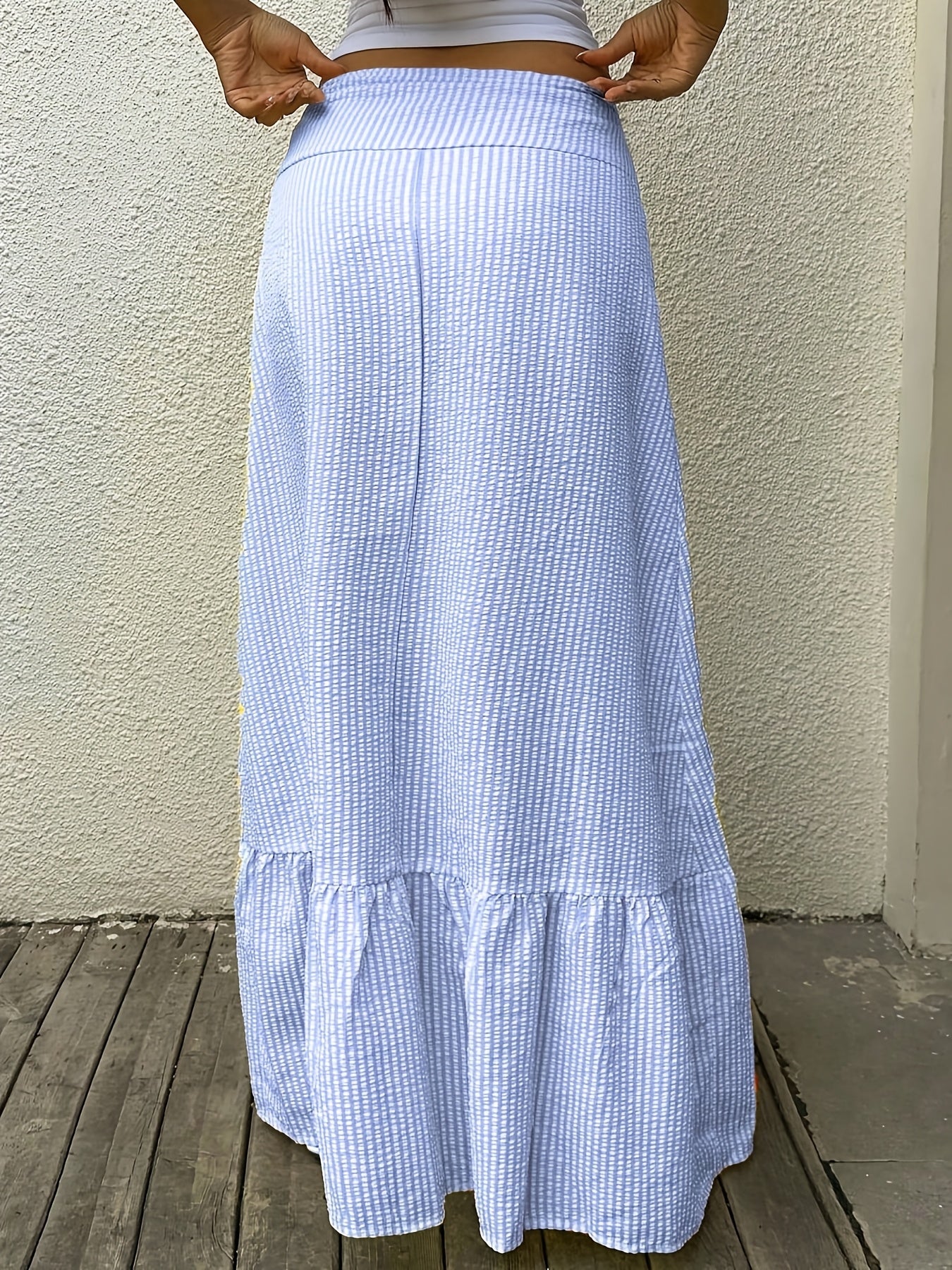 AK260125259 Women'S Contrasting Vertical Stripe Maxi Dress, a Fashionable Summer Essential