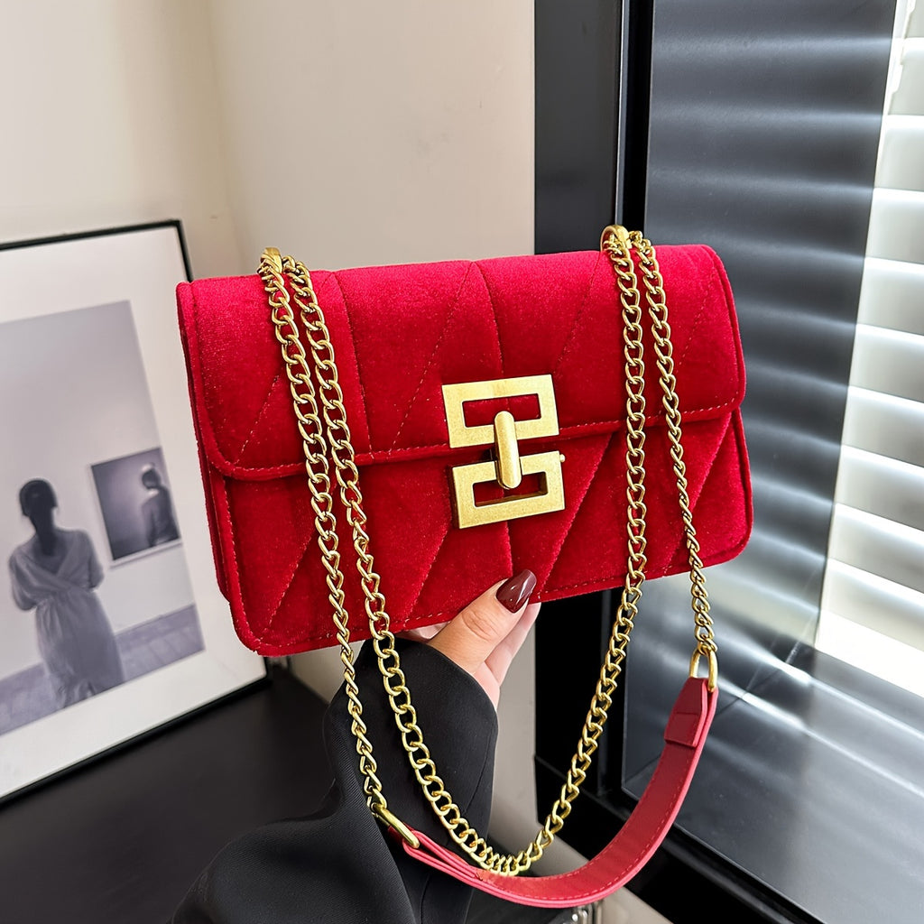 Fashionable - Thread Bag, Corduroy Bag, Color-Blocked Contrast Mid-Life Women's Bag, Single-Shoulder Bag, Crossbody Bag, Stylish and Elegant Gift Bag