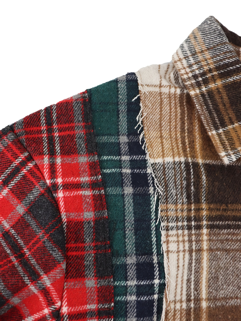 Women's Casual Patchwork Plaid Long Sleeve Cropped Top