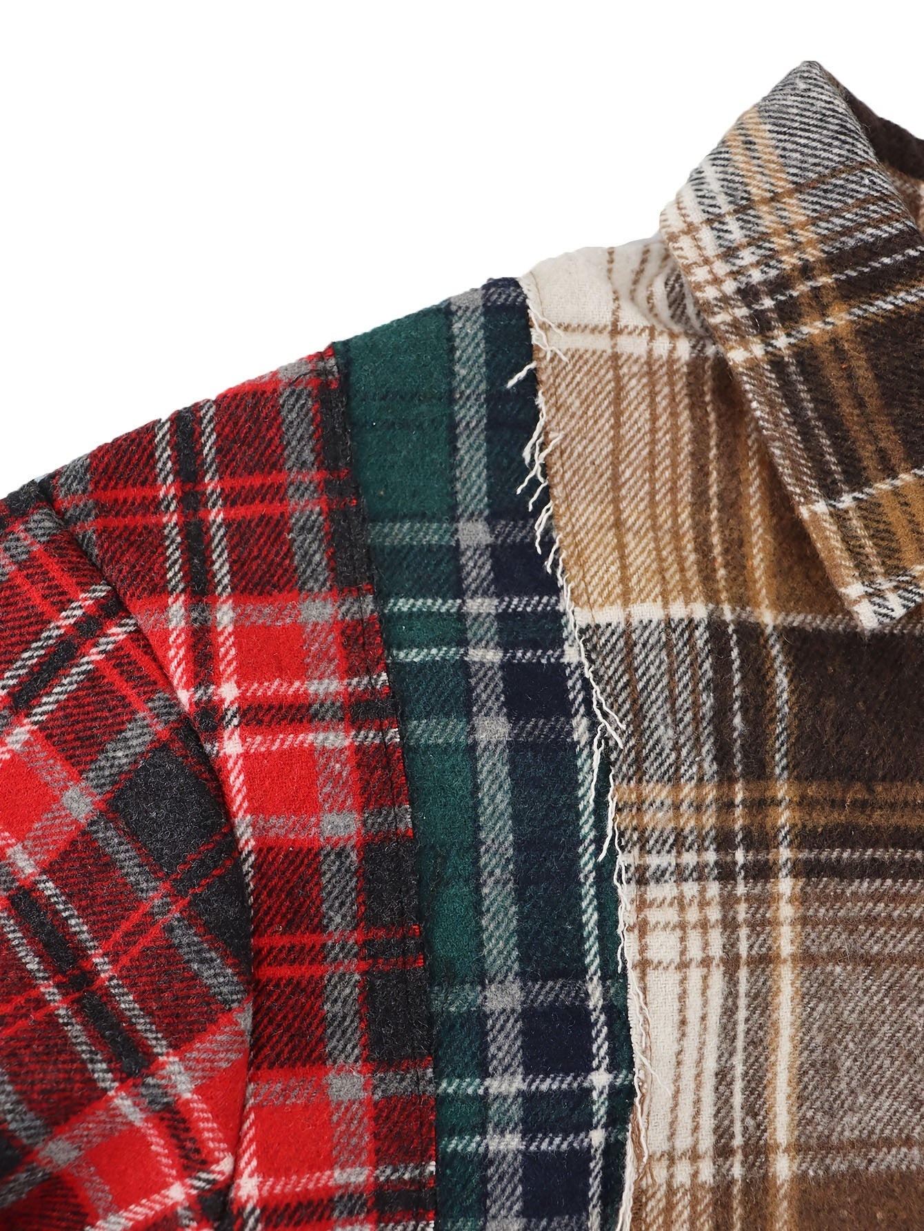 Women's Casual Patchwork Plaid Long Sleeve Cropped Top