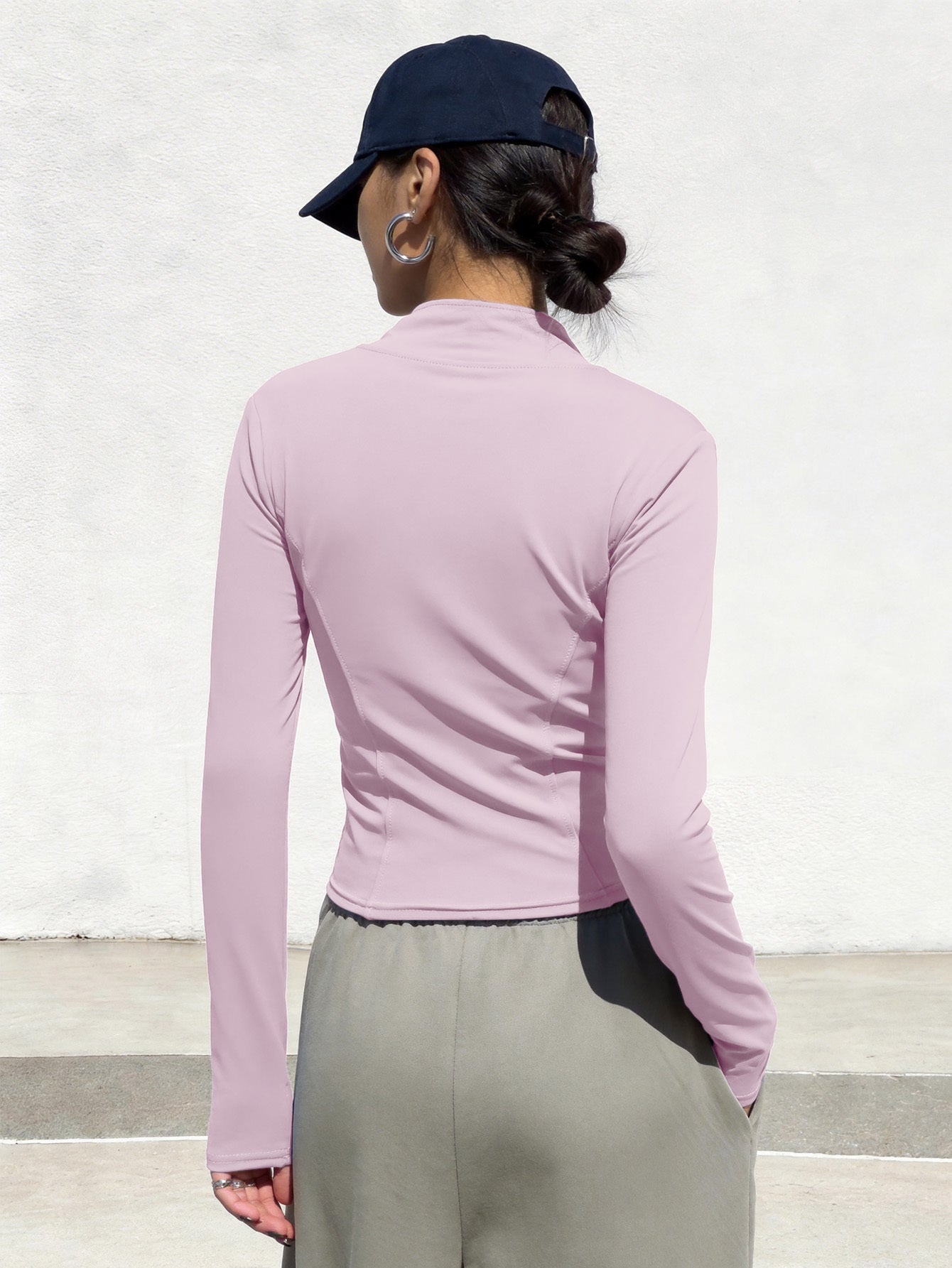 Women's Long Sleeve Yoga Jacket, Quick-Dry Sweat-Wicking Sports Top, Stretchy Breathable Fabric, Suitable for Running, Cycling, Pilates, Gym Training, Solid Color Versatile Casual Sportswear, Sports Jacket, Fashionable Sporty Style