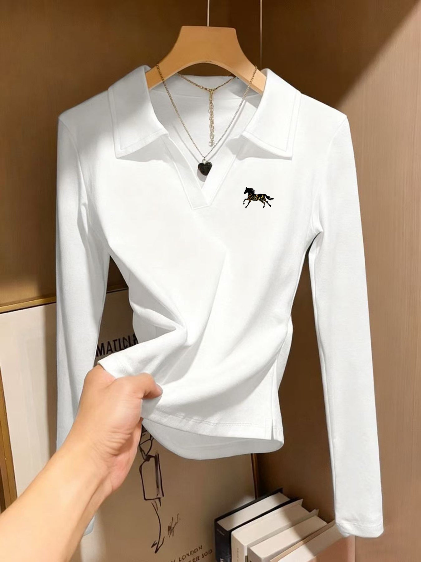 Women's Collar Slim Fit Long Sleeve Base Layer Top
