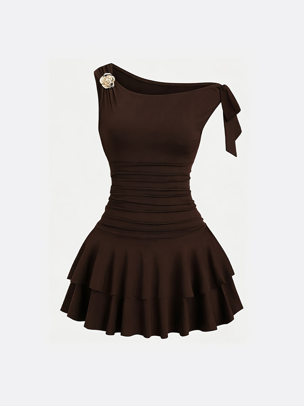 Metal Flower Pleated Fashion Dress