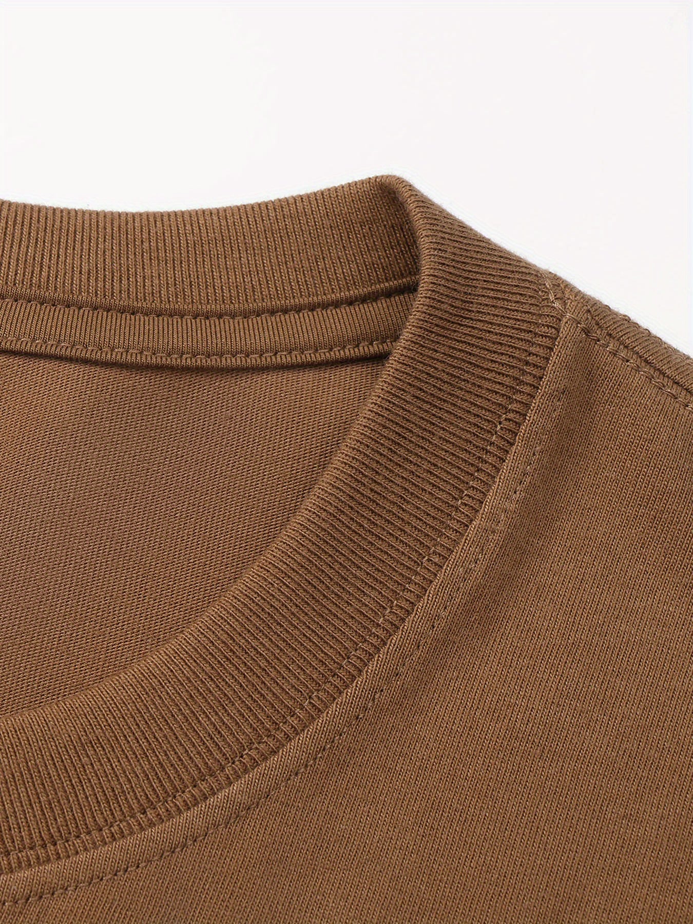 210G Heavyweight 100% Round Neck T-Shirt, Solid Casual Style A02