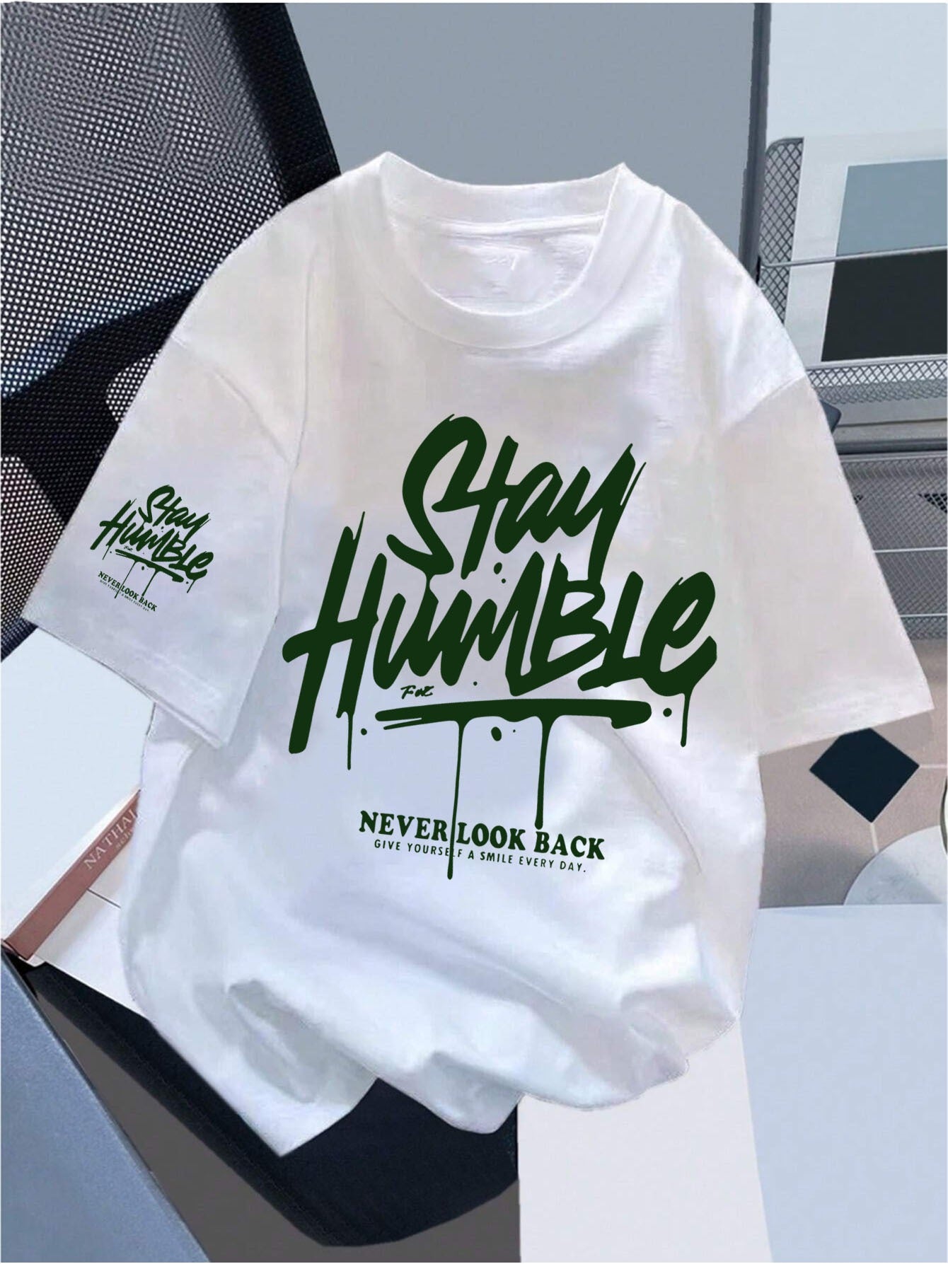 Keep a Positive Attitude And Move Forward Bravely. Boys' Short-Sleeved T-Shirt, Summer Boys' Top Basic Layer, Casual Style with Slightly Elastic Fabric