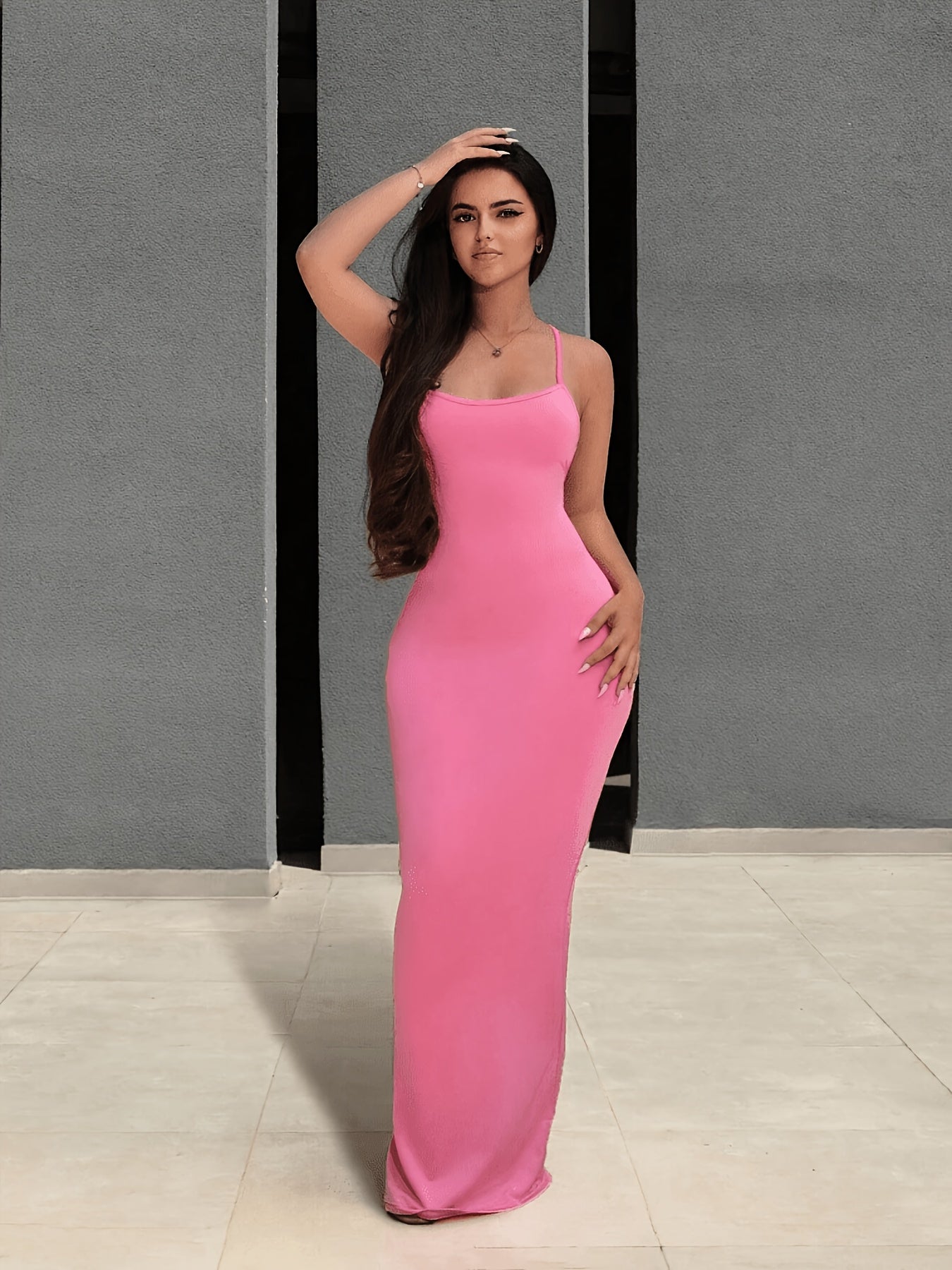 Women's Minimalist Cross-Strap Long Dress Set