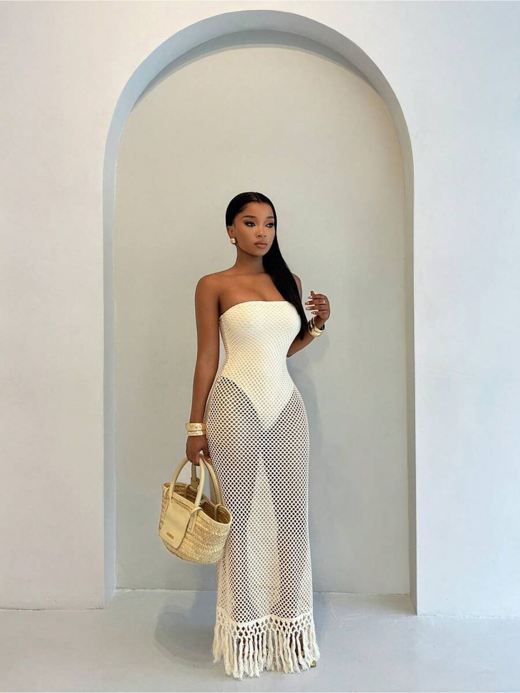 Women's Off-Shoulder Tassel Hem Bohemian Beach Dress