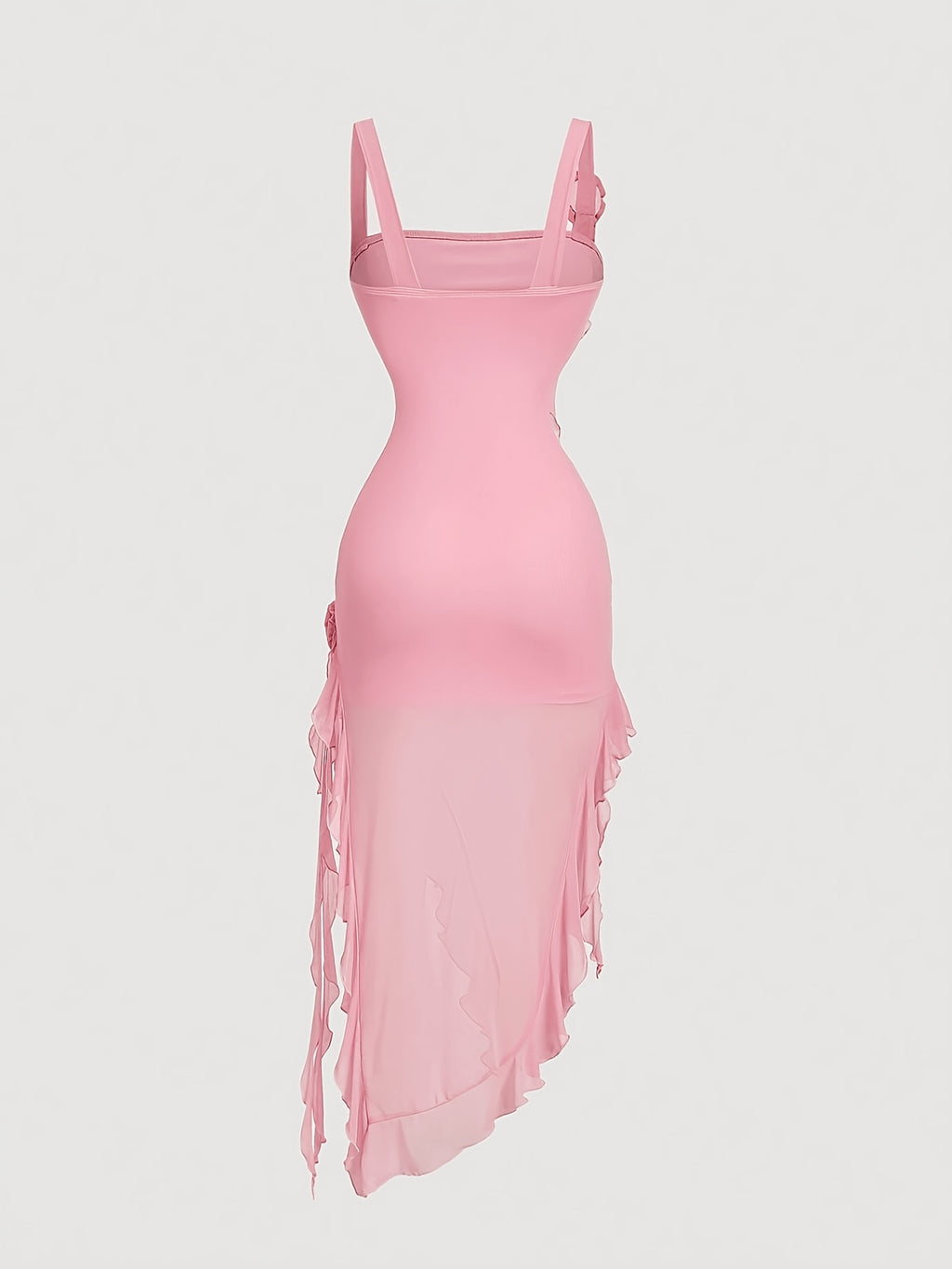 Women's Pink Floral Pleated Bodycon Dress