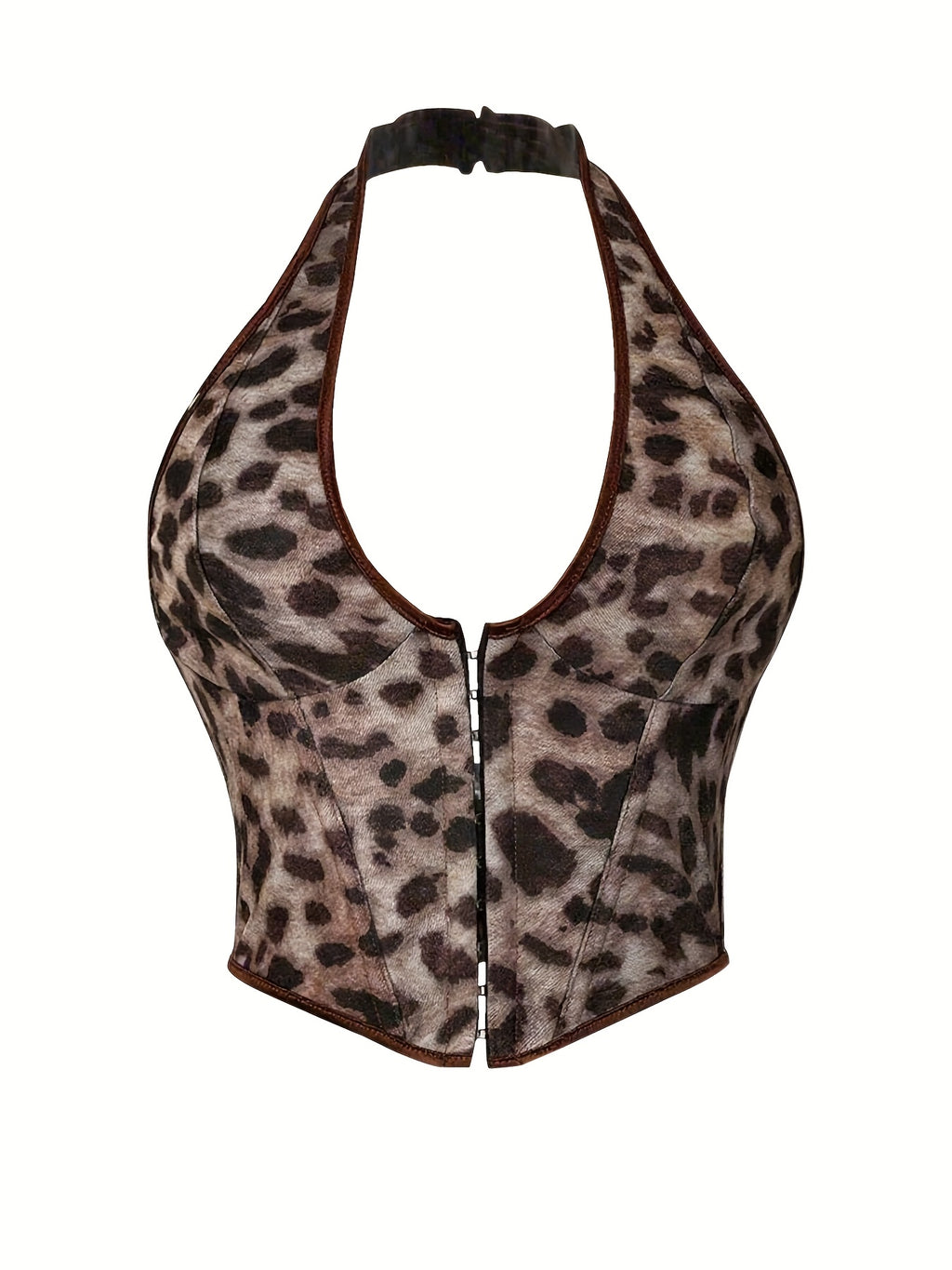 Leopard Print Halter Crop Top