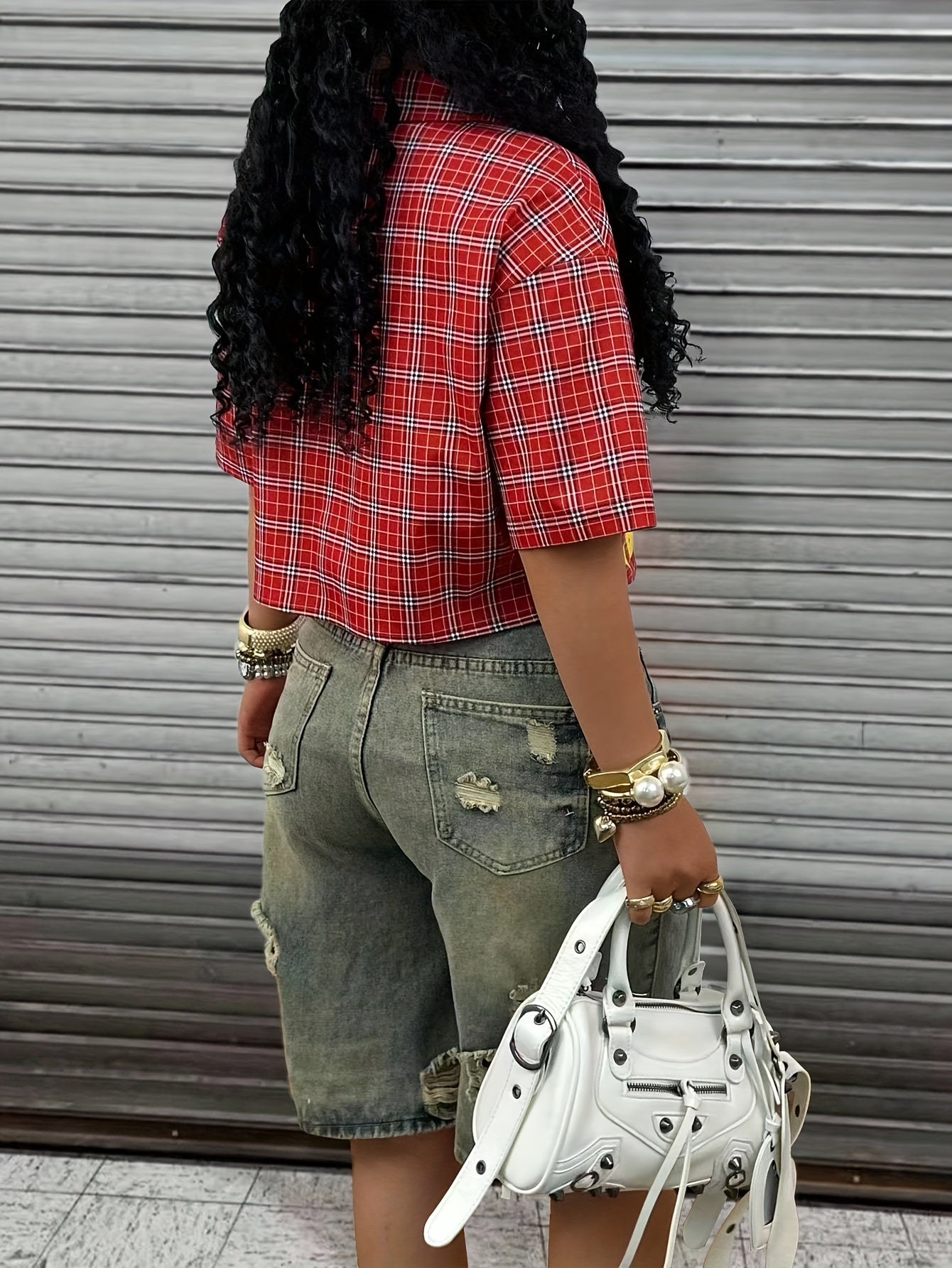 Plaid Short-Sleeve Loose Shirt
