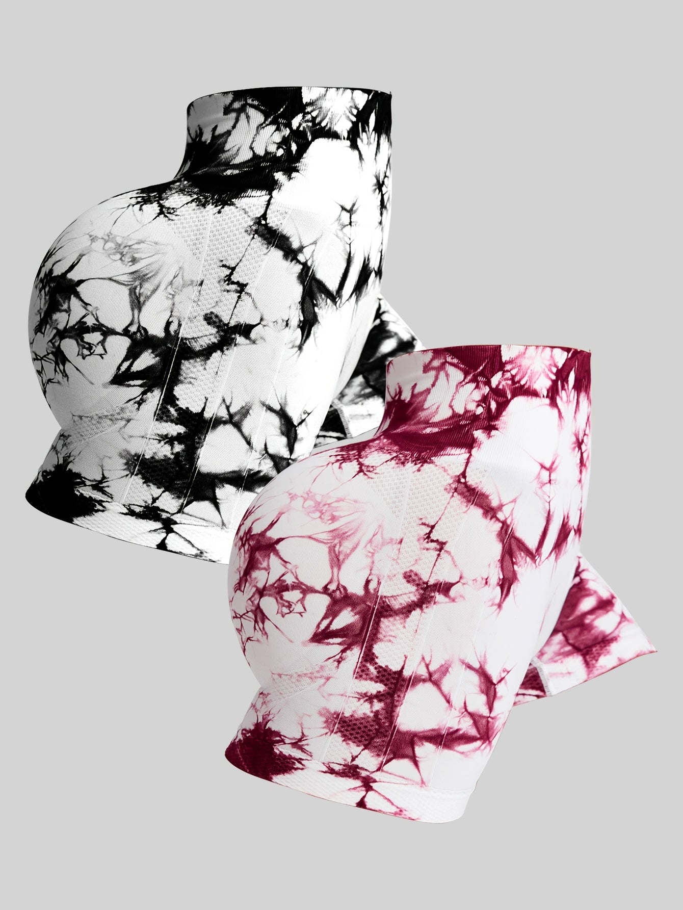 2pcs Dye-Dyed Three-Quarter Athletic Shorts