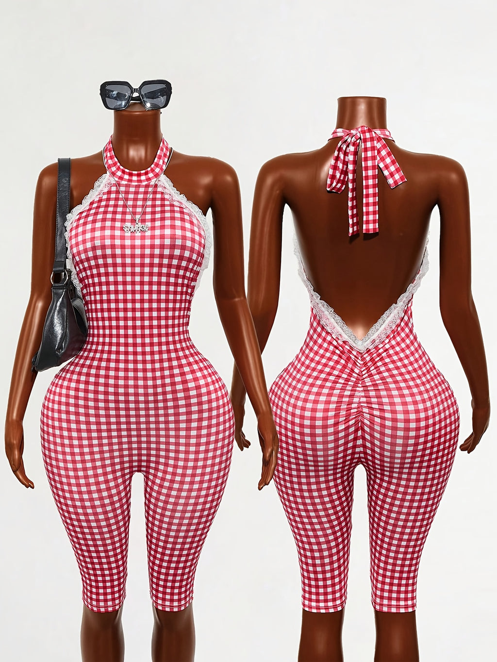 Women’s Plaid Halter Jumpsuit