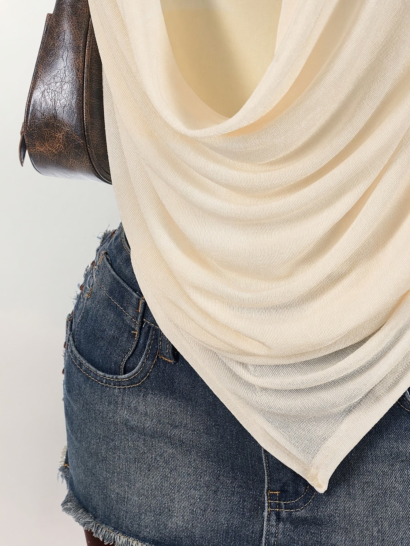 Y2K Pleated Collar Scarf Top