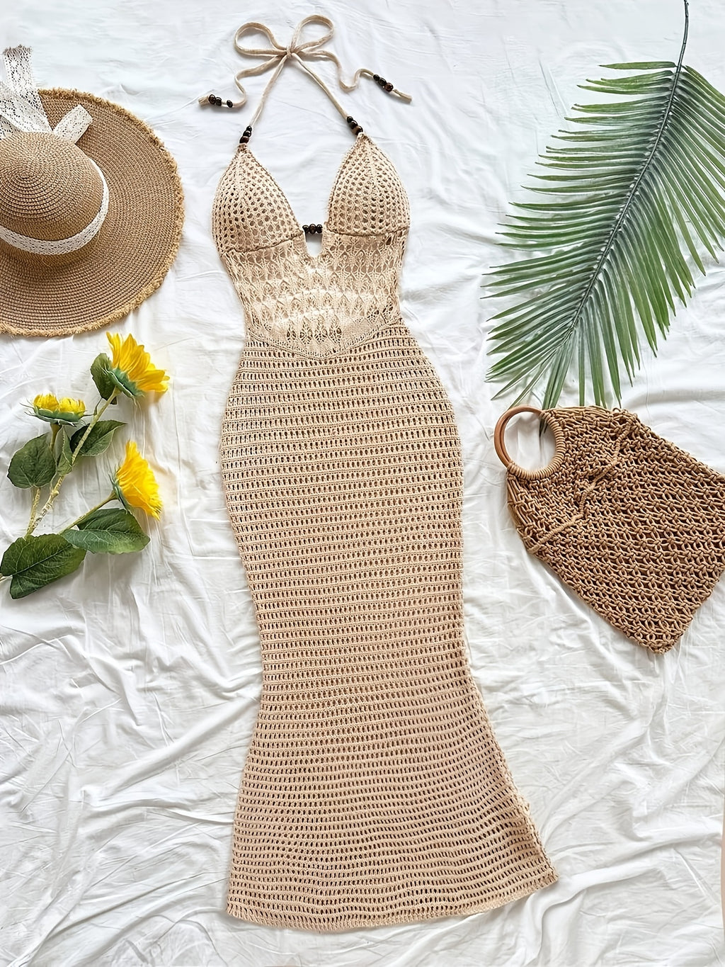 Backless Halter Mermaid Maxi Dress