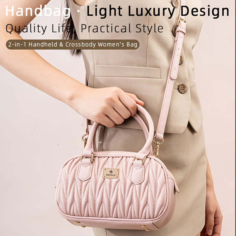 1pc BAELLERRY Women's Crossbody Bag with Detachable Strap & Zipper Closure - Mini Shoulder Purse Suitable for Daily Commute, Detachable Strap, Glossy/Shimmering, /Tan/Bright Colors, & Holidays