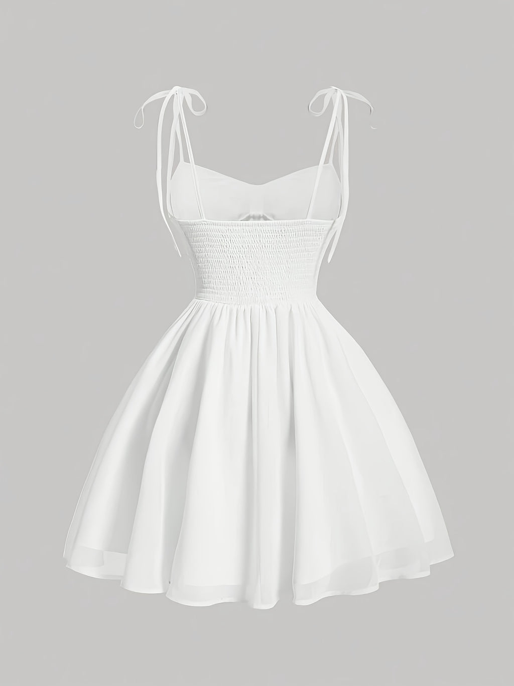 Elegant White Bow & Tie Strapless Dress with Smocked Waist - Lightweight Breathable Fabric, Machine Washable, Spring Summer Casual to Formal Occasion Women's Dress, Elegant Formal Dresses, Evening Wear, Smooth Texture