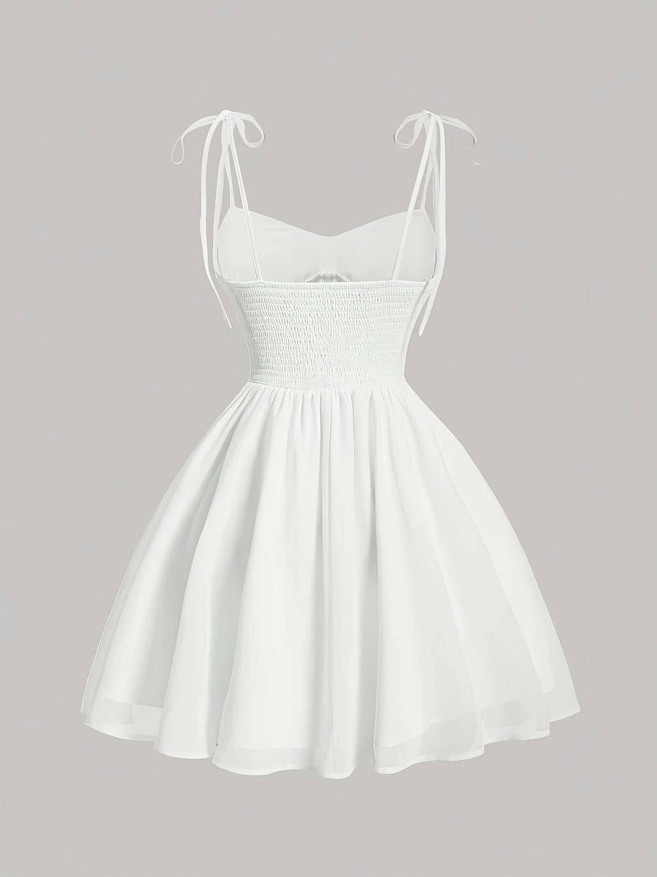 Elegant White Bow & Tie Strapless Dress with Smocked Waist - Lightweight Breathable Fabric, Machine Washable, Spring Summer Casual to Formal Occasion Women's Dress, Elegant Formal Dresses, Evening Wear, Smooth Texture