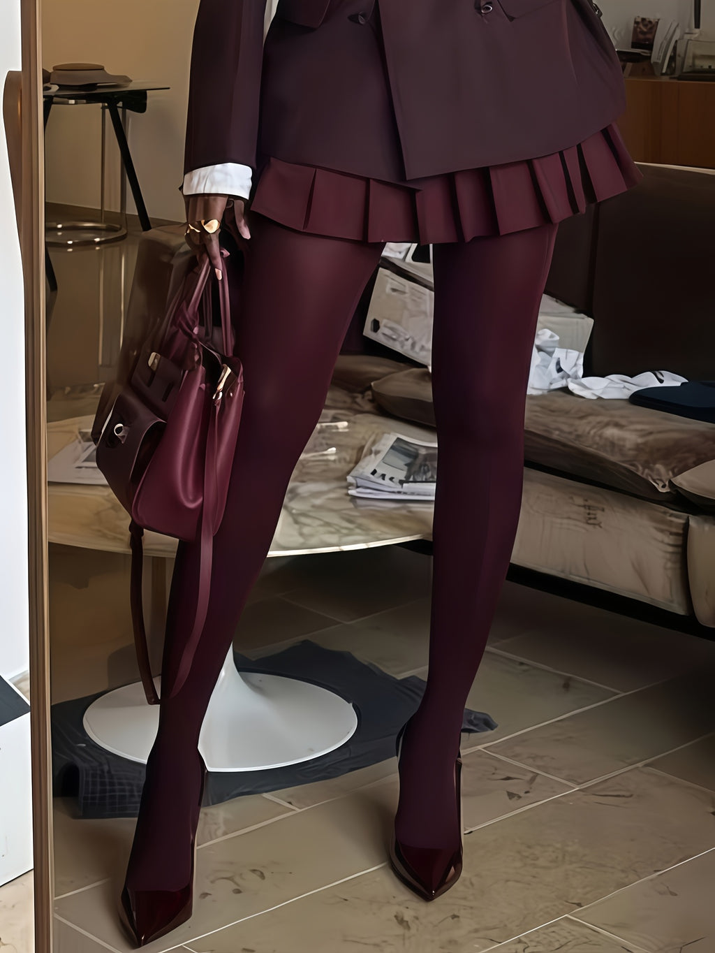 Velvet Slim-Fit Full-Length Pants