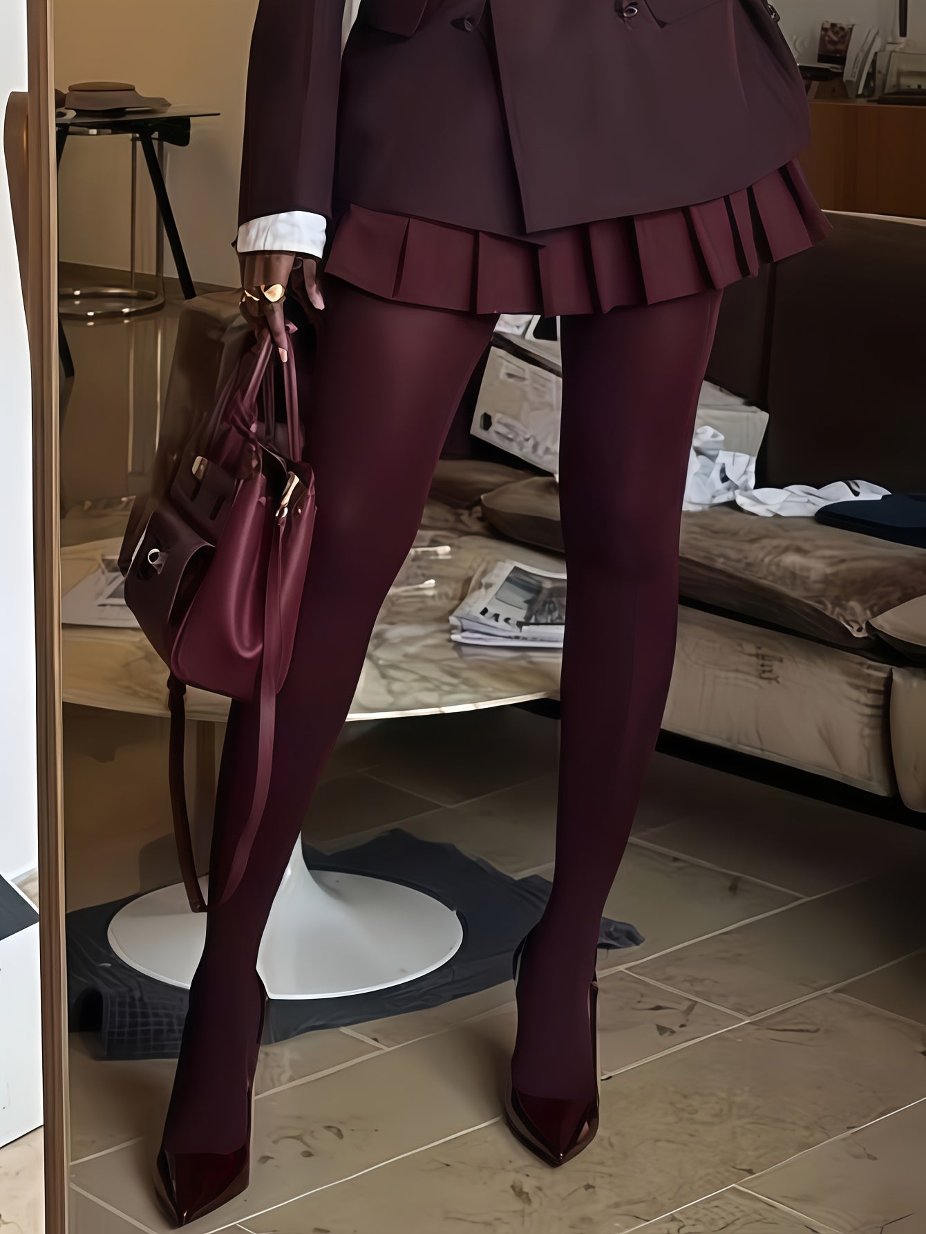 Velvet Slim-Fit Full-Length Pants
