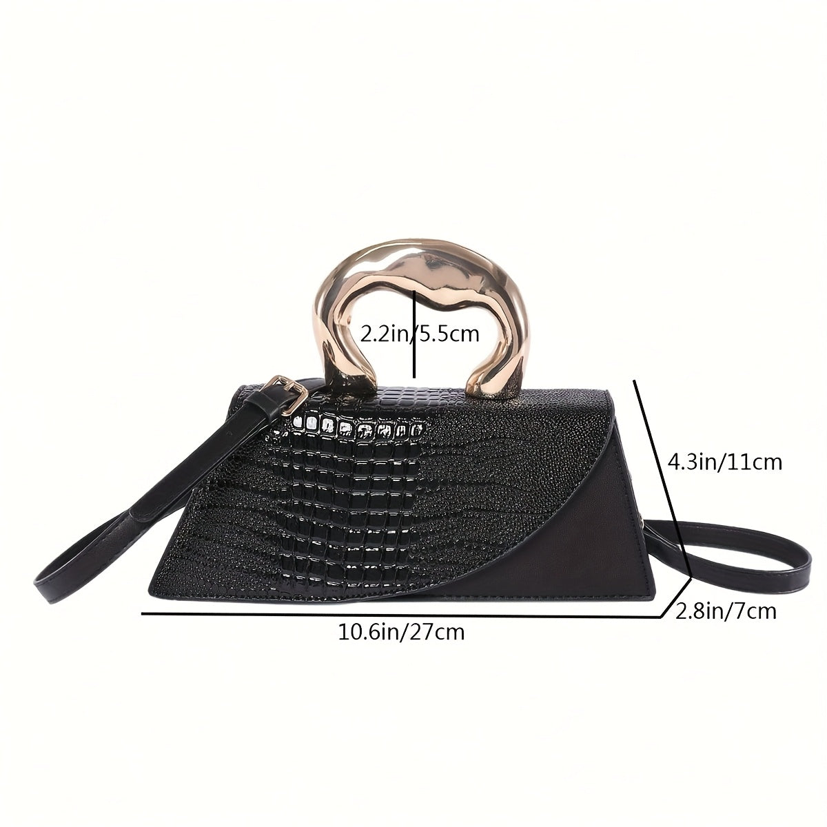 A Stylish And Versatile High-Quality Solid Color Crocodile Pattern Shoulder Bag with a Unique Shape