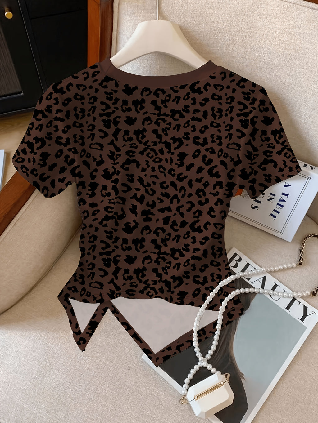 New Women'S Spring And Summer Pattern Printed Round Neck Slim-Fit Versatile Tight T-Shirt
