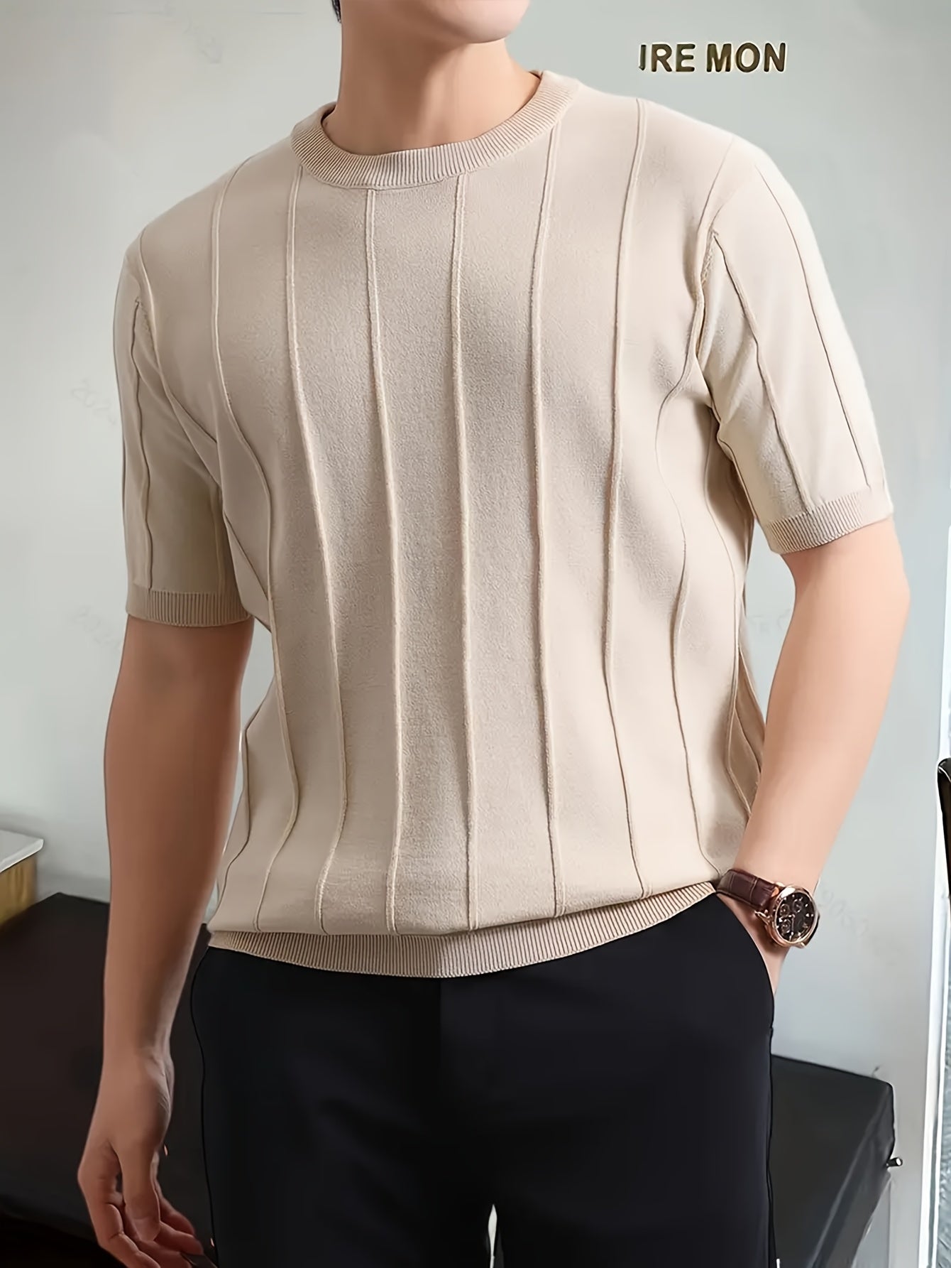 Men'S Summer Sports Polo Collar Short Sleeve Fashion Knit Top | Medium Stretch, Solid Color, Button Details, Regular Fit for Daily & Casual Wear