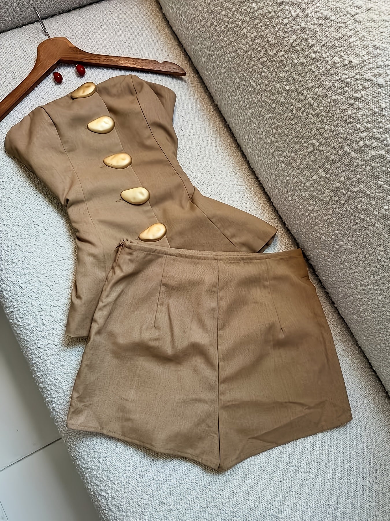 Metal Buckle Tube Top & Shorts Set