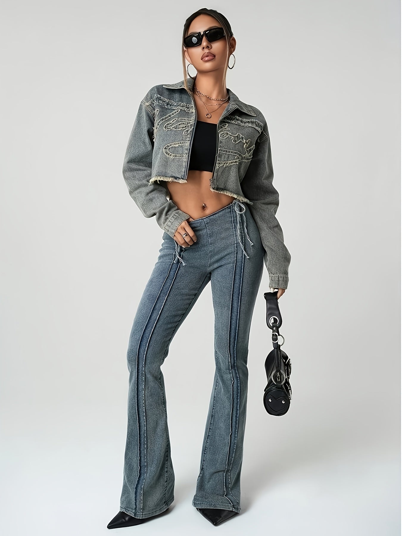 Zippered Denim Jacket Women's Fashion Top