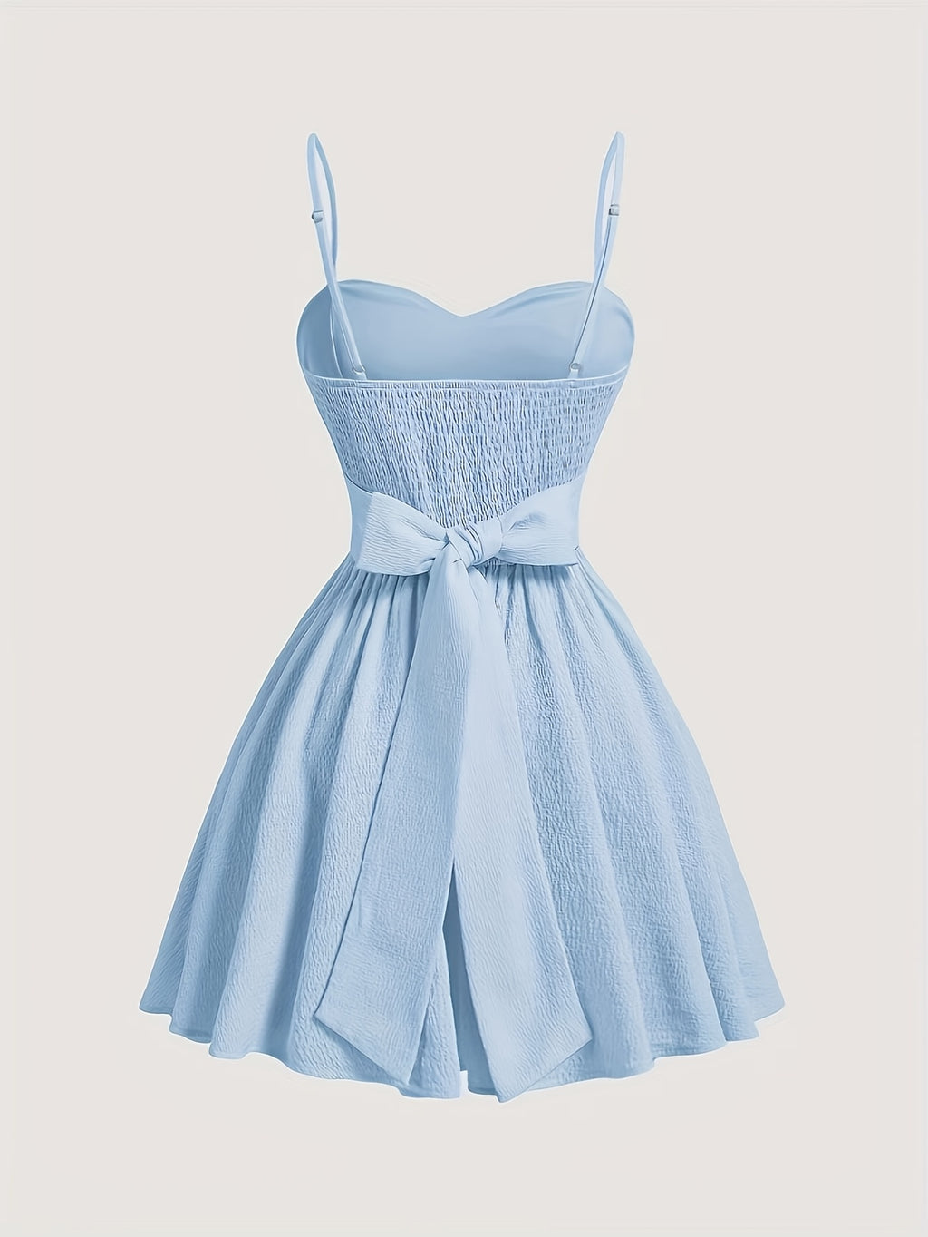 Solid Color Waist Tie Dress