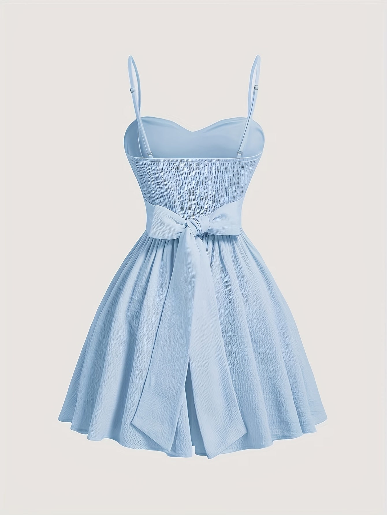 Solid Color Waist Tie Dress