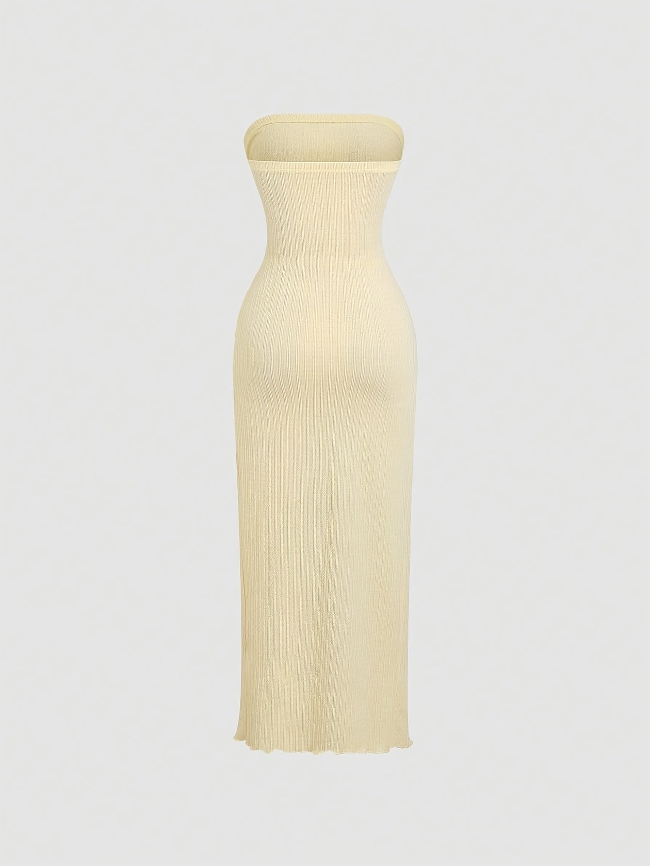 Ruffled High-waist Tie-up Slim-fit Dress, Elegant