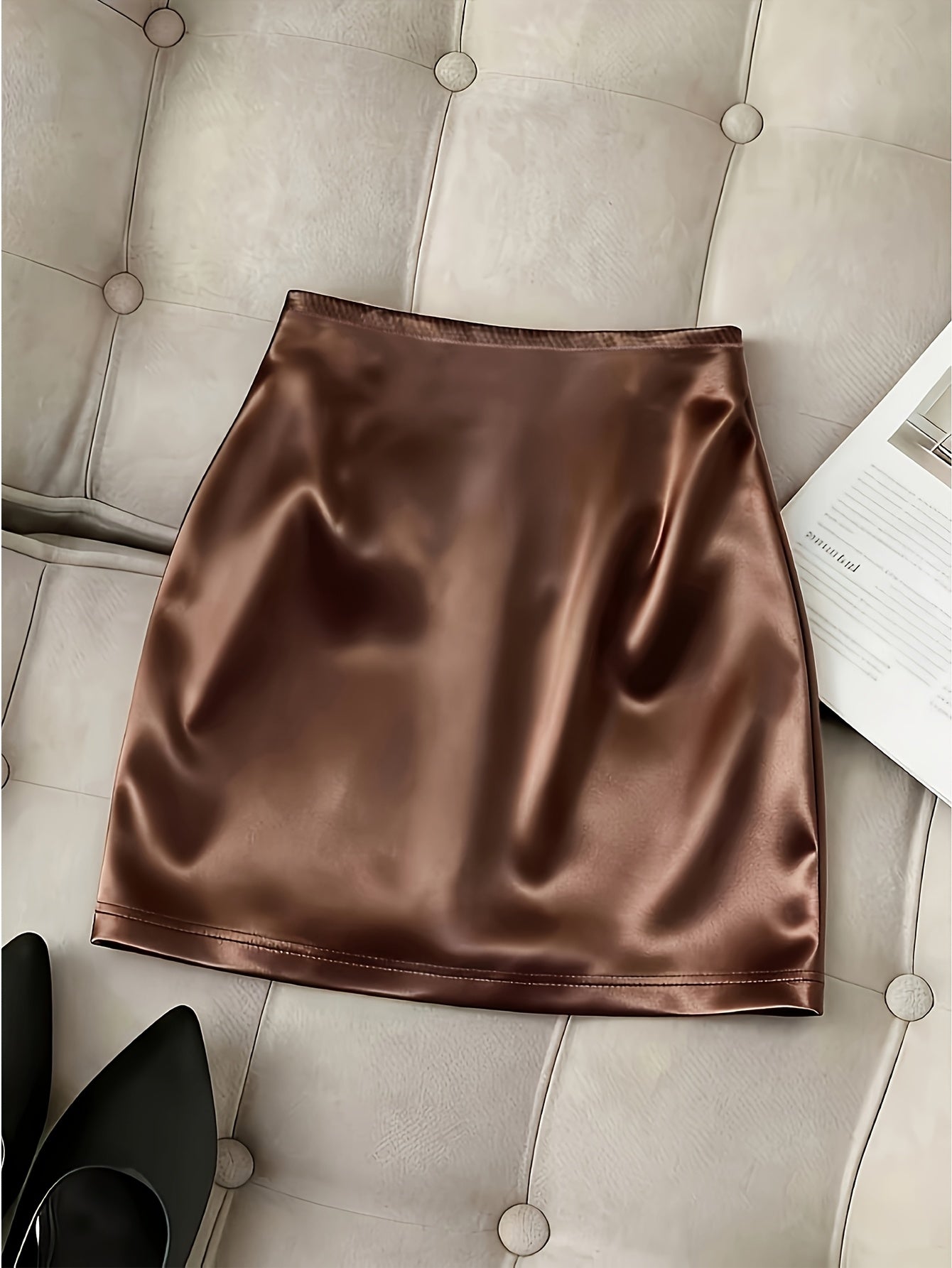 Satin Fashionable And Elegant Women'S Skirt, Easy, Stylish And Elegant, Suitable for Office And Dating Wear