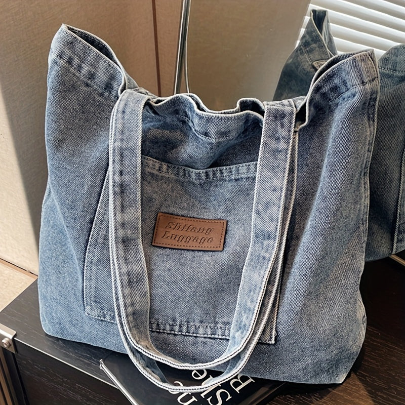 Women's Retro Large Capacity Multi-Pocket Square Tote Bag