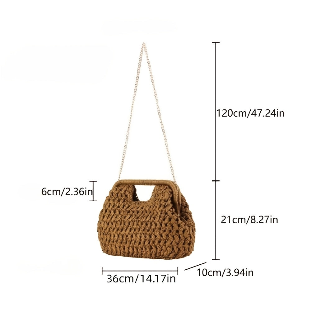 New Minimalist Women'S Bag, Handcrafted Woven Clutch And Crossbody Bag, Perfect for Beach Vacations, Commuting, Casual Outings, And Versatile Fashion