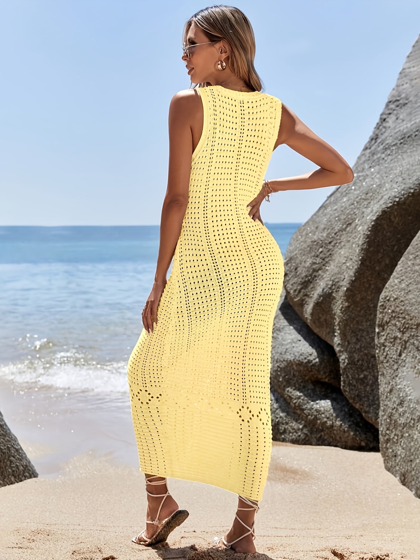 Women's Plus Size Cut-Out Solid Sleeveless Tank Maxi Dress