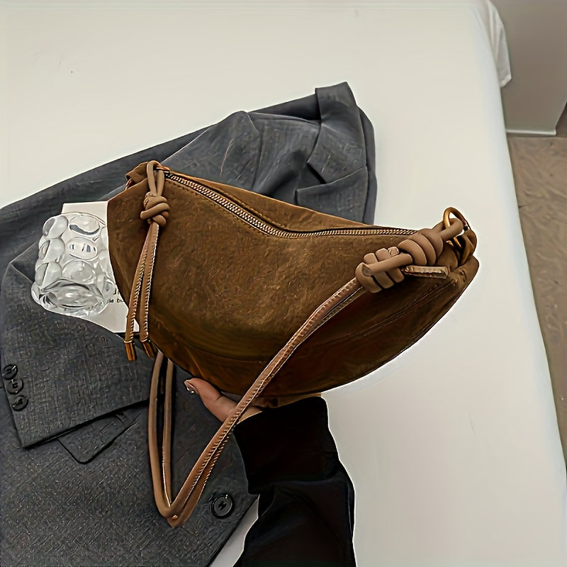 Women's Vintage Detachable Strap Zippered Crossbody Bag