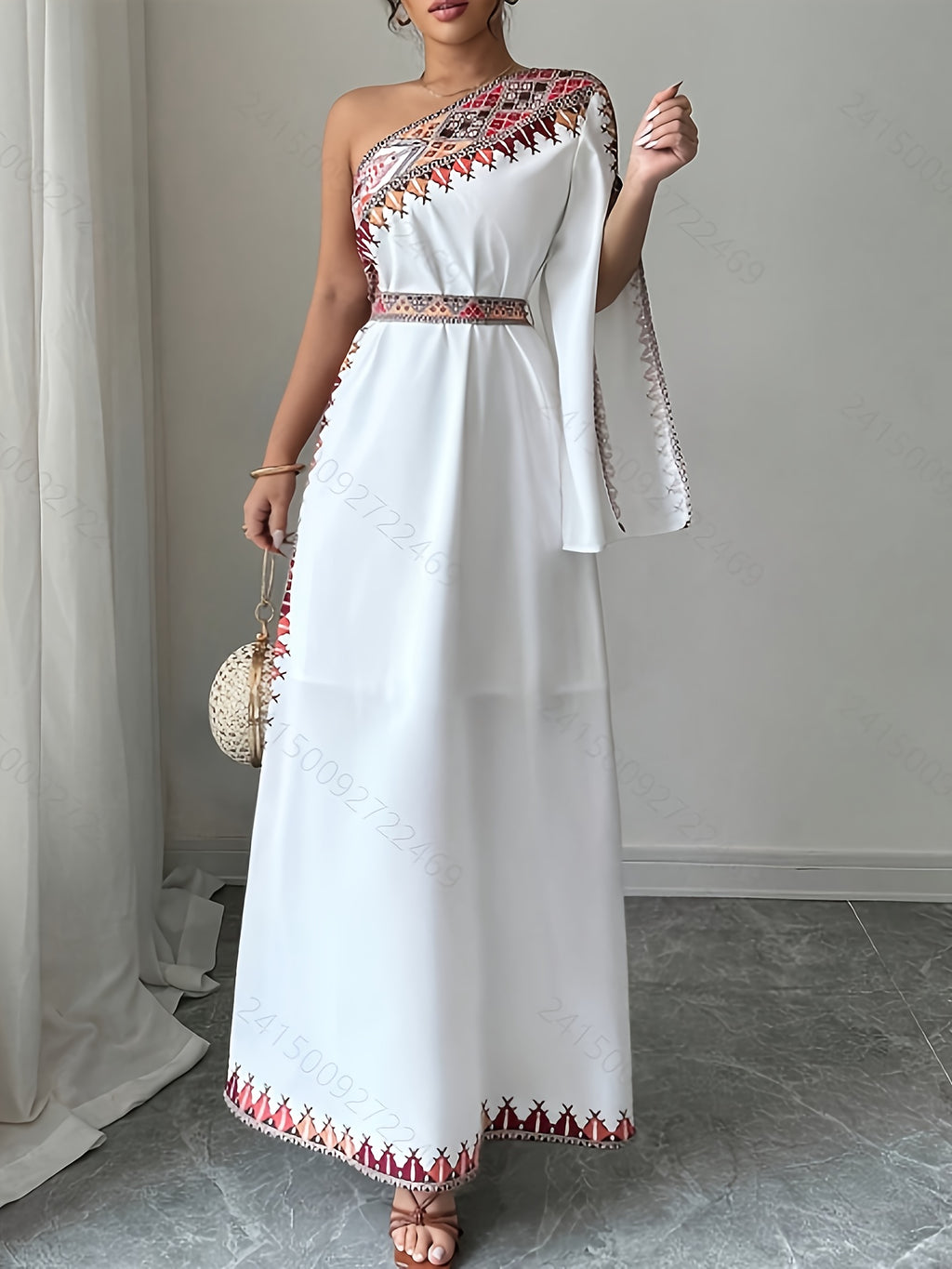Geometric Print Thin Strap Dress