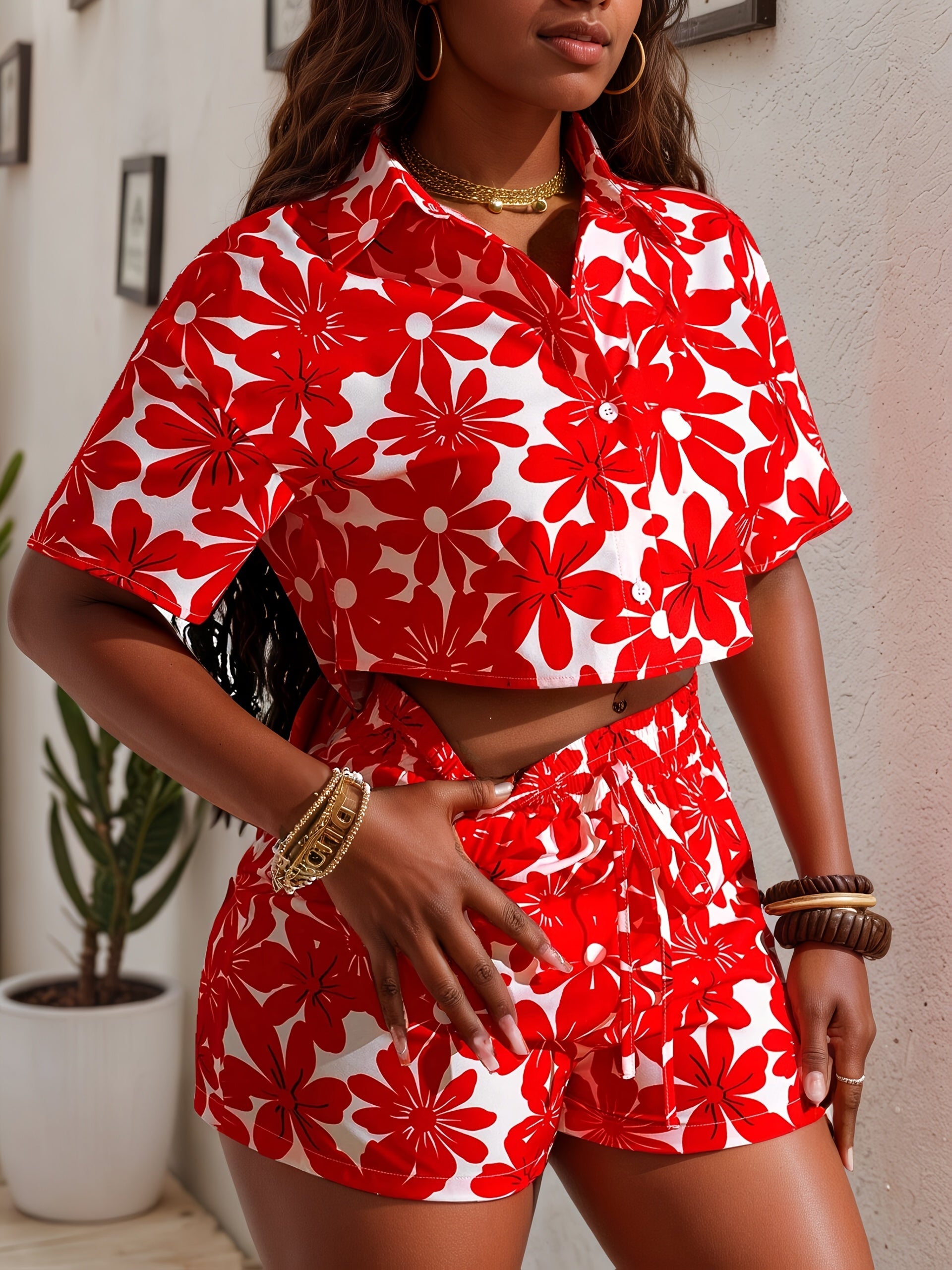 Printed Shirt & Shorts Set