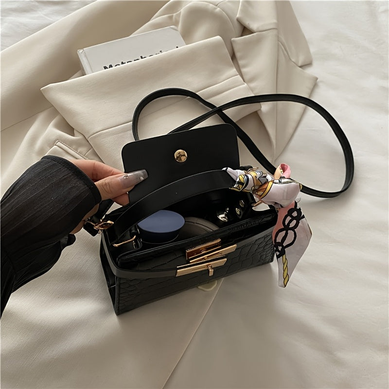 Women's Korean Style Lock Clasp Crossbody Square Bag