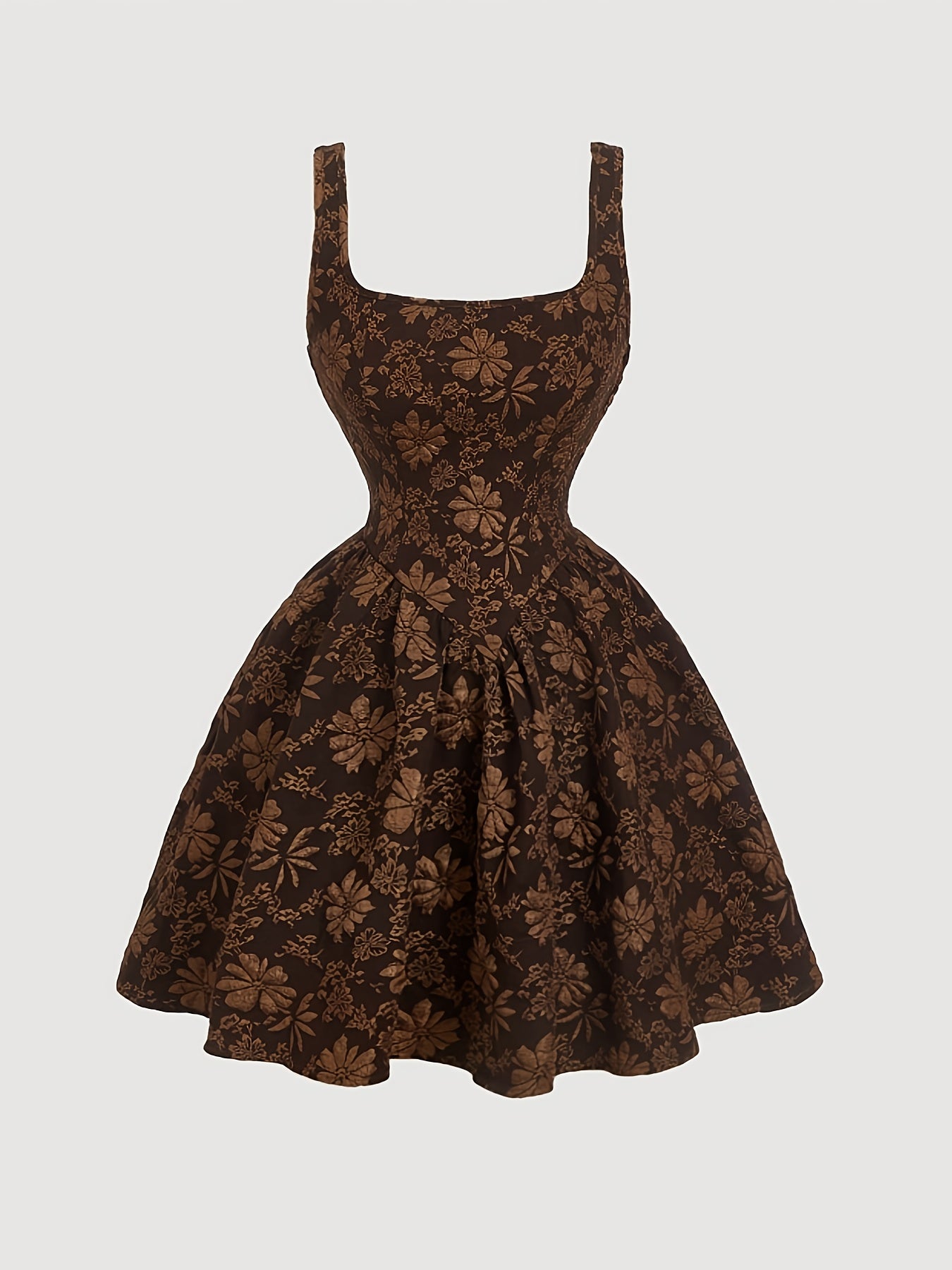 Women's Vintage Floral Square Neck Slim Dress