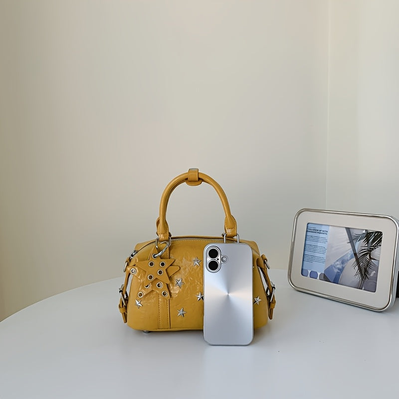 YBUGQI Women's Y2K Anime Star Rivet Handbag - Detachable Crossbody/Shoulder Bag with Zipper Closure, & Purse Suitable for Commuting,,, Daily Use, Kawaii Style