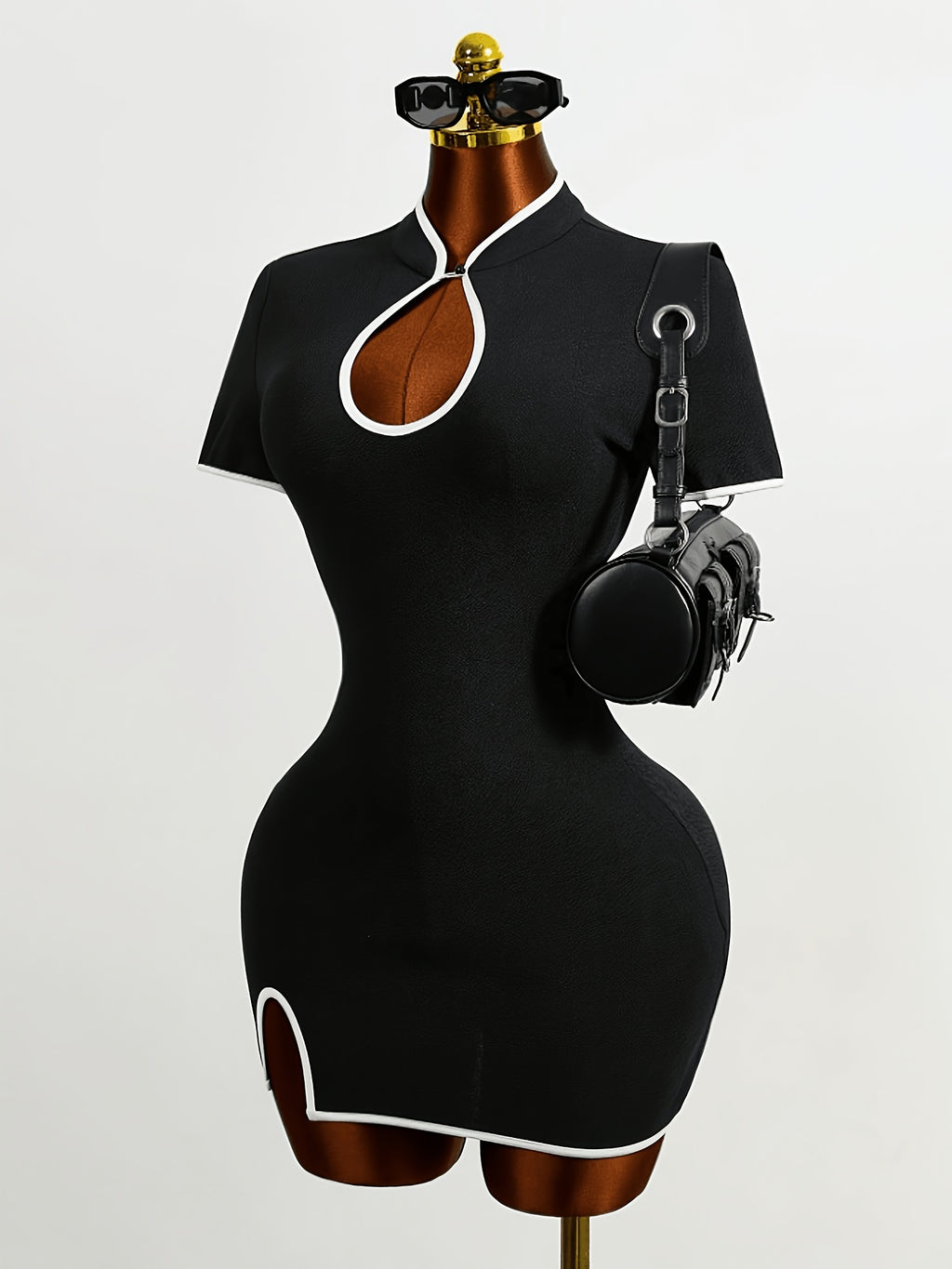 Women's Cheongsam Collar Slim Slit Mini Dress